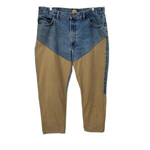 Cabelas Double Knee Brush Pant Mens 40 Denim Canvas Blue Outdoors Rugged Hunting